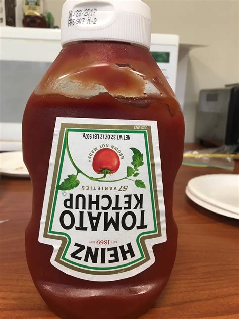 This Ketchup Bottle Has The Label Upside Down And The Expiration Date