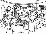Year Coloring Pages Kids Happy Celebration Drawing Party Colouring January Eve Sheets Colour Drawings Special Print Scene Paintingvalley Seasonal Source sketch template