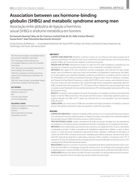 pdf association between sex hormone binding globulin shbg and