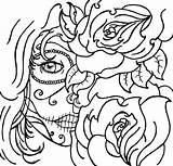 Skull Coloring Pages Sugar Skulls Tattoo Roses Rose Dead Girl Candy Drawing Mexican Pdf Flowers Cool Printable Animal Print Skeleton sketch template