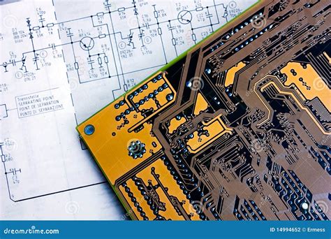 schematic diagram  electronic board stock photo image  link connexion