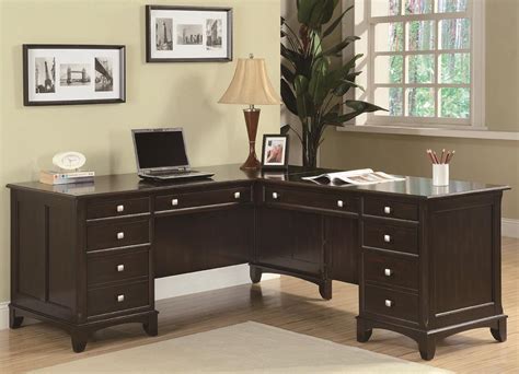 Coaster Garson 801011 L Shaped Desk With 8 Drawers Del Sol Furniture