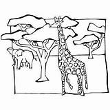 Savanna Giraffe Freeprintablecoloringpages sketch template