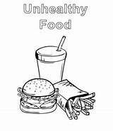 Coloring Food Unhealthy Healthy Burger Vs Fast Kids Playinglearning sketch template