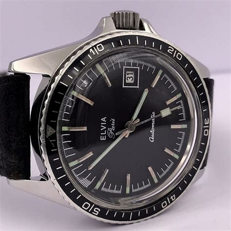 Elvia Vintage Diver Automatic Steel Screwed Crown French Skin Diver