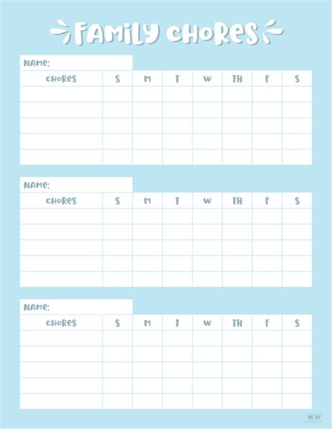 multiple children chore charts   printable charts printabulls