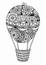 Coloring Pages Adult Air Hot Balloon Balloons Digi Stamps Mandala Colouring Watercolor Cute Drawing sketch template