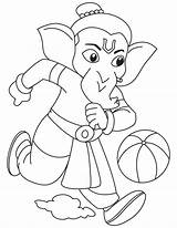 Ganesha Ganesh Coloring Kids Pages Lord Drawing Playing Sketch Easy Drawings Printable Color Shiva Ganapati Simple Outline Cartoon Painting Sketches sketch template