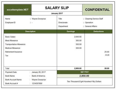 printable salary slip templates