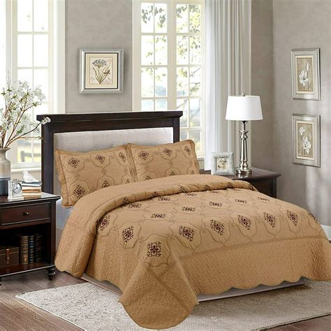 marcielo  piece fully quilted embroidery quilts bedspreads bed