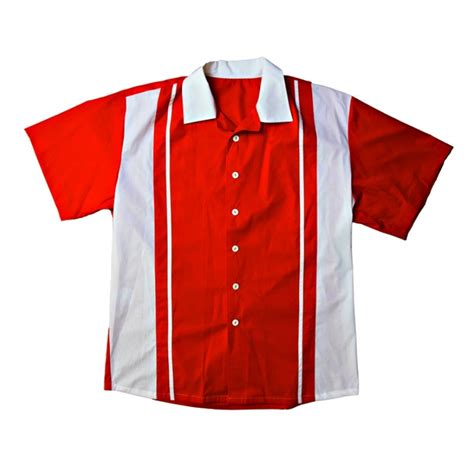 retro bowling shirt red and white al fifties store