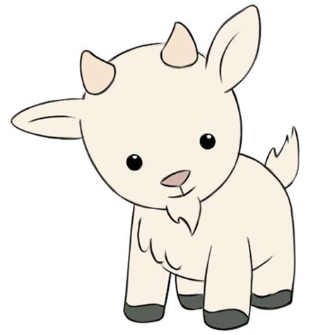 draw  baby goat realistic  add  horns curving