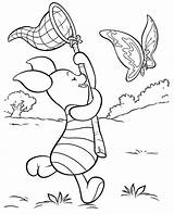 Pooh Winnie Coloring Piglet Butterfly Topcoloringpages Print sketch template