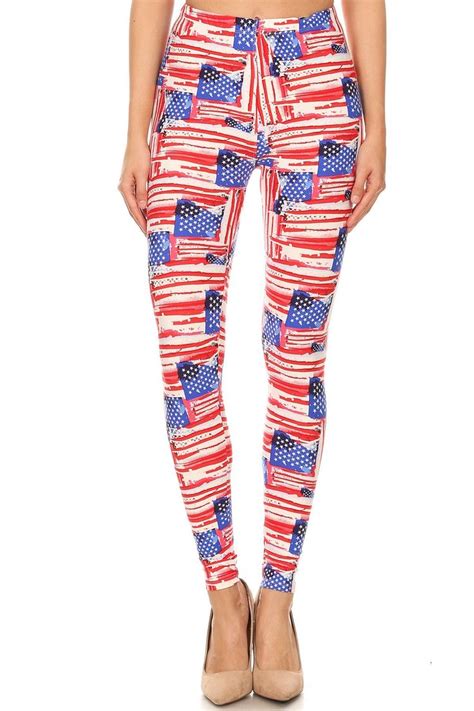 Women S Plus American Flag Distressed Look Pattern Printed Leggings