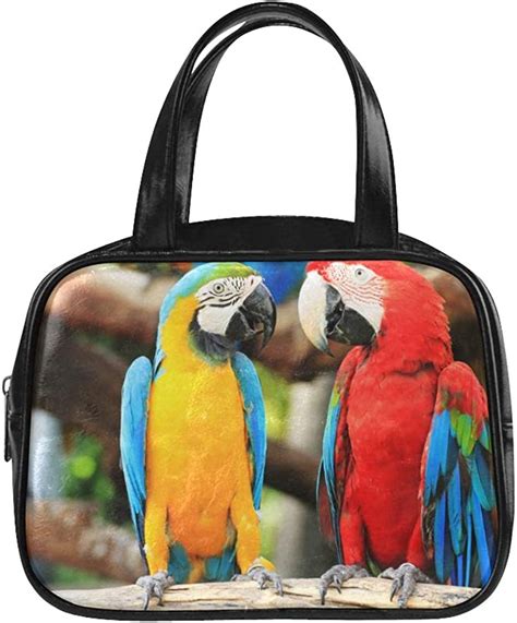 womans bag tropical colourful beautiful parrots day handbag handbag cover pu leather top handle