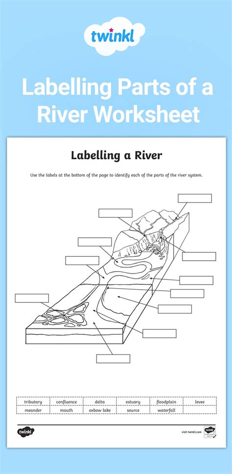 labelling parts   river worksheet geography lessons geography worksheets teaching geography