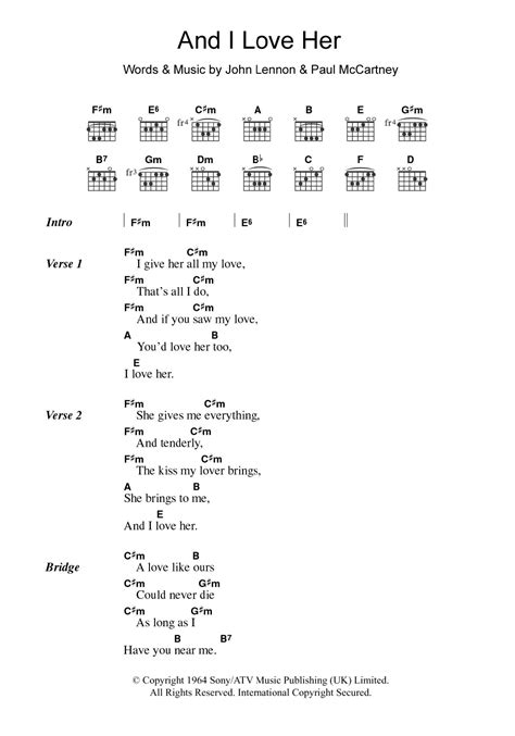 and i love her by the beatles guitar chords lyrics guitar instructor
