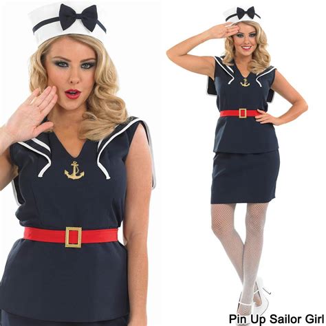 ladies sexy sailor fancy dress costume navy naval forces uniform
