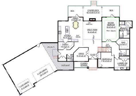 house plans  angled garage  walkout basement