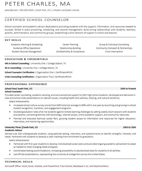 school counselor resume sample monstercom