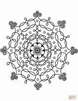 Indian Coloring Pattern Pages Drawing India Printable Kolam Tattoo sketch template