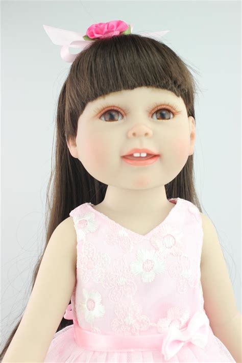 American Princess 18 Inch Girl Doll Long Hair Pink Dress Vinyl Real