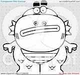 Outlined Nervous Monster Fish Man Stihl Chainsaw Coloring Clipart Cartoon Vector Template sketch template