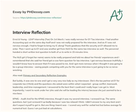 interview reflection  words phdessaycom