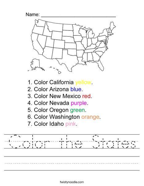 color  states worksheet letter sort abc order worksheet