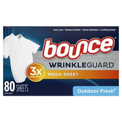 bounce wrinkleguard dryer sheets outdoor fresh scent  count walmartcom walmartcom