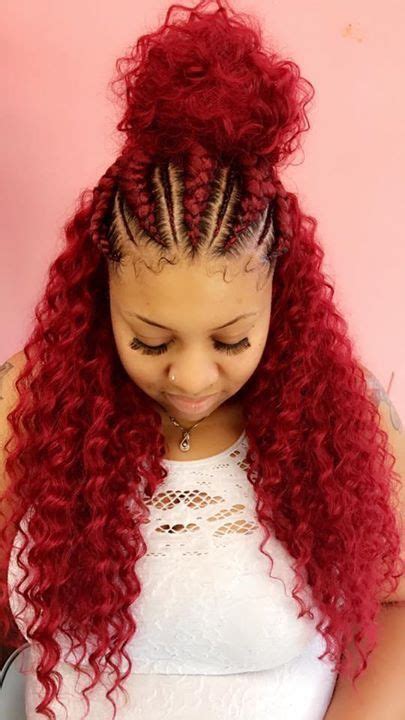 red     braids curly hairstyle afro girls