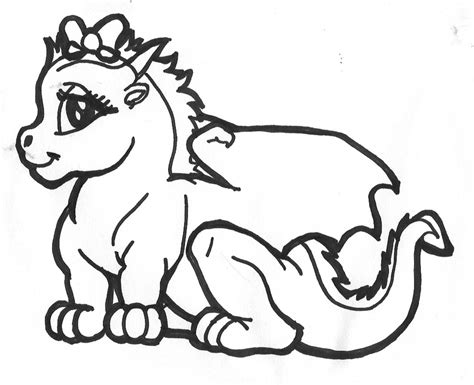simple chibi coloring dragon coloring pages