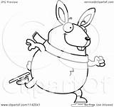 Skating Rabbit Chubby Ice Clipart Cartoon Outlined Coloring Vector Thoman Cory Royalty sketch template
