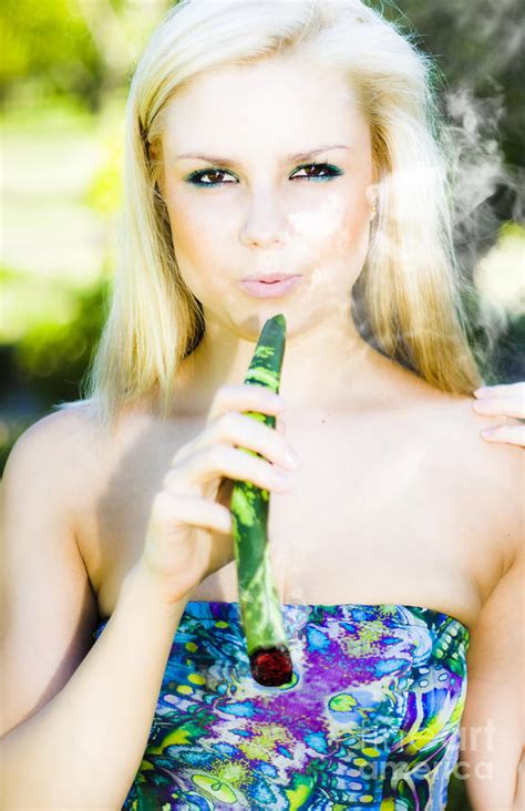 hot blonde girl smoking leaf photograph by jorgo photography