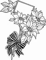 Bouquet Coloring Flower Christmas Card Pages Color Greeting Clipart Para Online Poinsettias Colorear sketch template