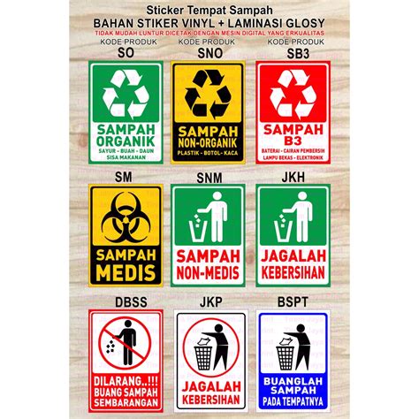 jual sticker tempat sampah organik  organik sampah medis sampah  jagalah kebersihan