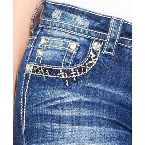 miss me rhinestone embroidered bootcut jeans in blue lyst
