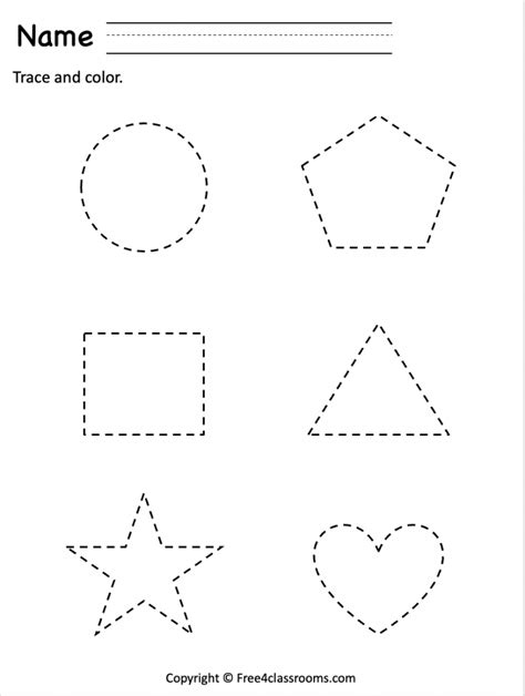 preschool tracing shapes printable freeclassrooms