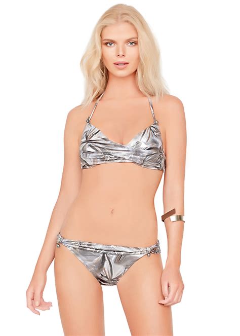 gottex silver agate triangle push up bikini has free