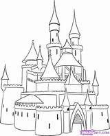 Castle Draw Medieval Easy Pages Step Colouring Simple Coloring Castles sketch template