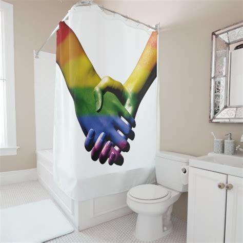 gay pride holding hands shower curtain uk