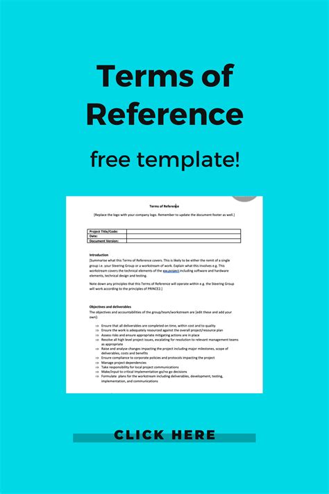 terms  reference  template project management templates