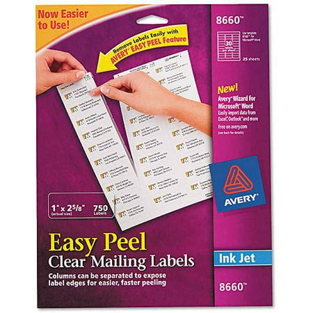 avery  easy peel clear mailing labels  inkjet printers