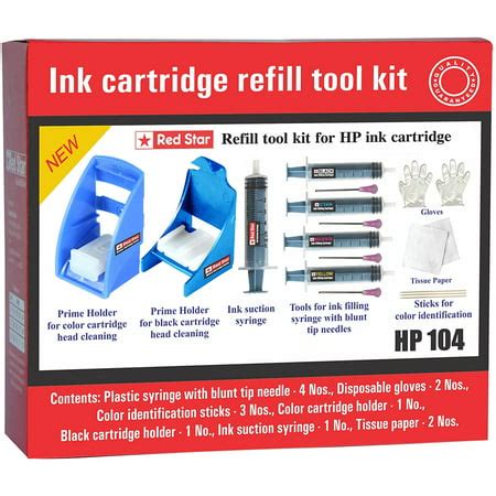 red star ink refill tool kit suitable  hp  black color ink