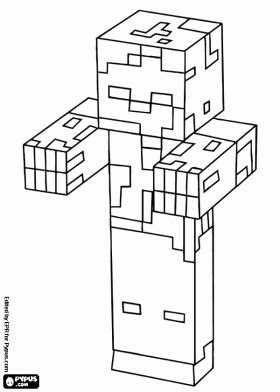 zombie   common hostile mob creature  minecraft coloring page