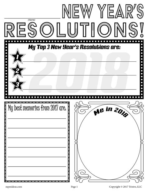 printable   years resolution activity supplyme