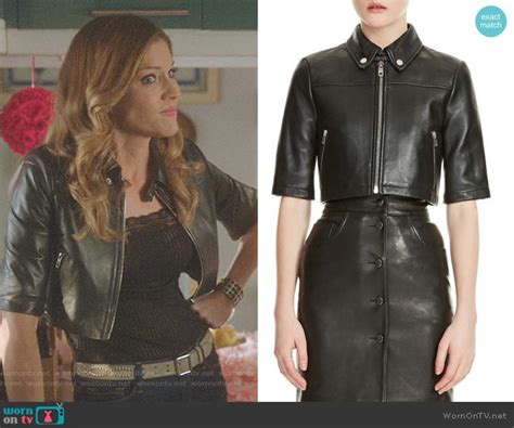 wornontv charlotte s black cropped leather jacket on lucifer tricia