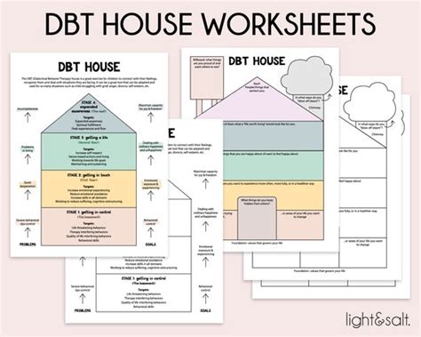 dbt house anxiety house worksheet dbt skills therapy etsy