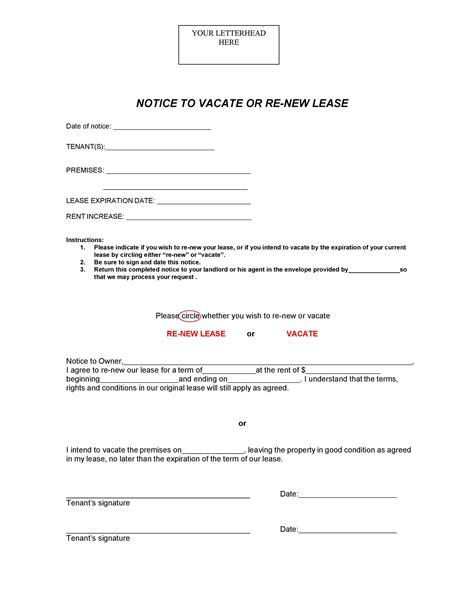 letter  notify landlord  renewing lease commercial lease