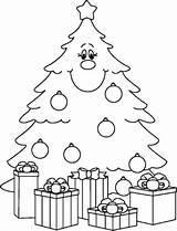 Coloring Christmas Tree Pages Presents Printable Children Blank Drawing Print Color Kids Xmas Part sketch template